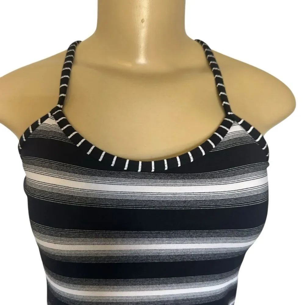 Lululemon power y tank striped size 6 black white